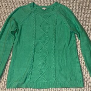 Green Talbots Cable Knit Sweater